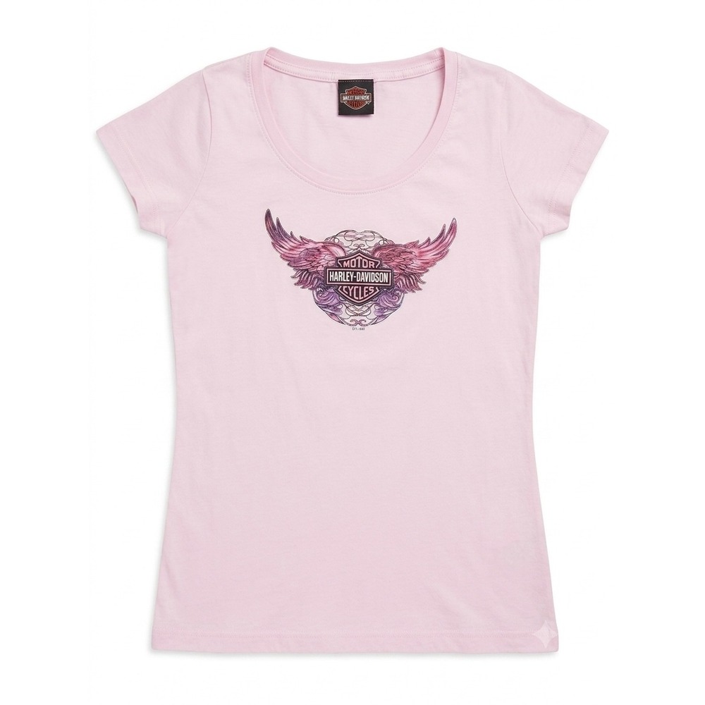 Harley-Davidson Pink Winged Logo T-Shirt baby tee Richmond IN Dealer Graphic XL